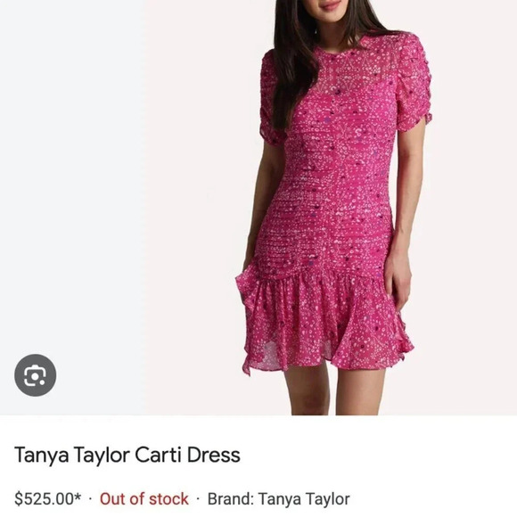 Tanya Taylor Carti Dress Ruffle Layered Midi Polka Dot Chiffon Silk Pink Size 4 - Picture 14 of 15